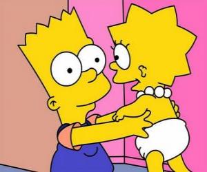 пазл Барт заботиться о его сестра Мэгги